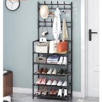 Estante 5 Prateleiras Arara Guarda Roupa Organizador Sapateira Cabideiro Gancho Rack Bolsa Brinquedos Sapatos - 5