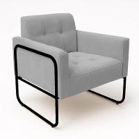 Poltrona Sala Industrial Alta Tubo Preto Kit 2 Elisa Suede Cinza D03 - D'rossi - 2