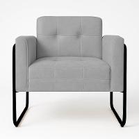 Poltrona Sala Industrial Alta Tubo Preto Kit 2 Elisa Suede Cinza D03 - D'rossi - 3