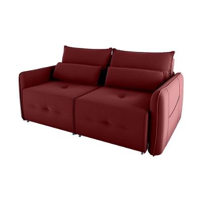 Sofá Cama 2 Lugares Com Almofadas 205cm Celine Veludo Vinho Matrix Veludo Vinho