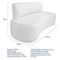 Kit Recamier Curvo Amsterdã 120cm E Poltrona Amore Luxo Bouclé Cor Branco - 3