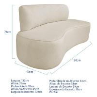 Kit Recamier Curvo Amsterdã 130cm E Poltrona Amore Luxo Bouclé Cor Bege - 5