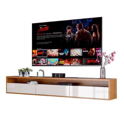 Rack Suspenso Pequeno De Parede Para Sala De Tv Ou Quarto Life 1.12 - Off White Com Freijo - Moveisaqui