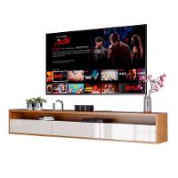 Rack Suspenso Pequeno De Parede Para Sala De Tv Ou Quarto Life 1.12 - Off White Com Freijo - Moveisaqui - 1