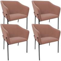 Kit 4 Cadeiras Para Sala De Jantar Estar Living Olívia L02 Suede Rosê - Lyam Decor - 1