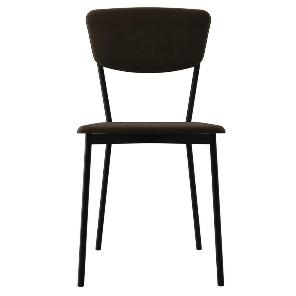 Kit 05 Cadeira Para Sala De Jantar Village Preto C01 Veludo Marrom Sand - Lyam Decor - 3