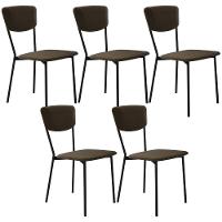 Kit 05 Cadeira Para Sala De Jantar Village Preto C01 Veludo Marrom Sand - Lyam Decor - 1