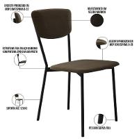 Kit 05 Cadeira Para Sala De Jantar Village Preto C01 Veludo Marrom Sand - Lyam Decor