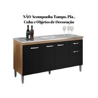 Gabinete Multiuso Gabriela S/tampo 150cm 4portas Amêndoa/pto - 3