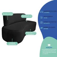 Kit Recamier Curvo Amsterdã 120cm E 2 Poltronas Amore Luxo Linho Cor Preto