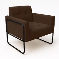 Poltrona Sala Industrial Alta Tubo Preto Kit 2 Elisa Suede Marrom D03 - D'rossi - 5