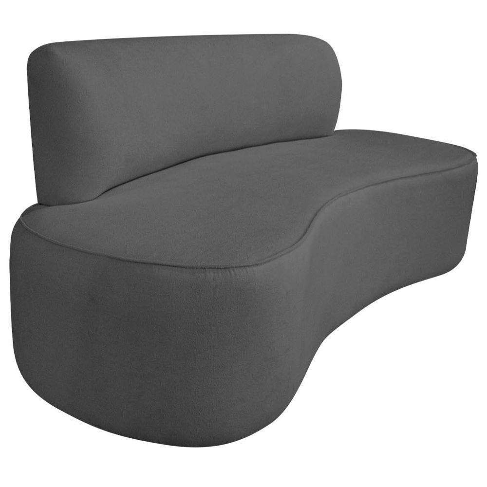 Kit Recamier Curvo Amsterdã 160cm E 2 Poltronas Amore Luxo Linho Cor Cinza Escuro - 7