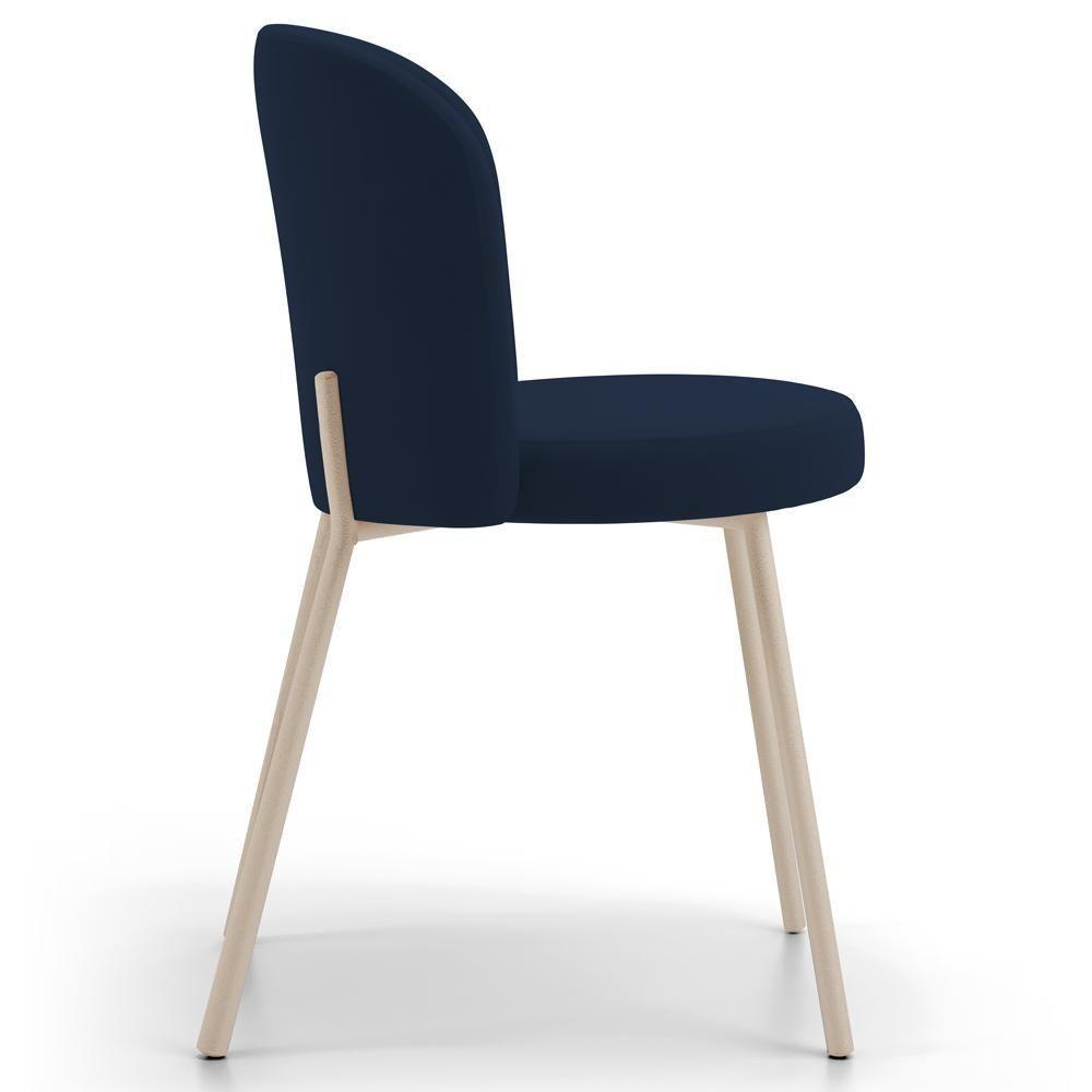 Kit 03 Cadeiras Para Sala De Jantar Cozinha Estofada Gavi Arena L02 Suede Azul Marinho - Lyam Decor - 6