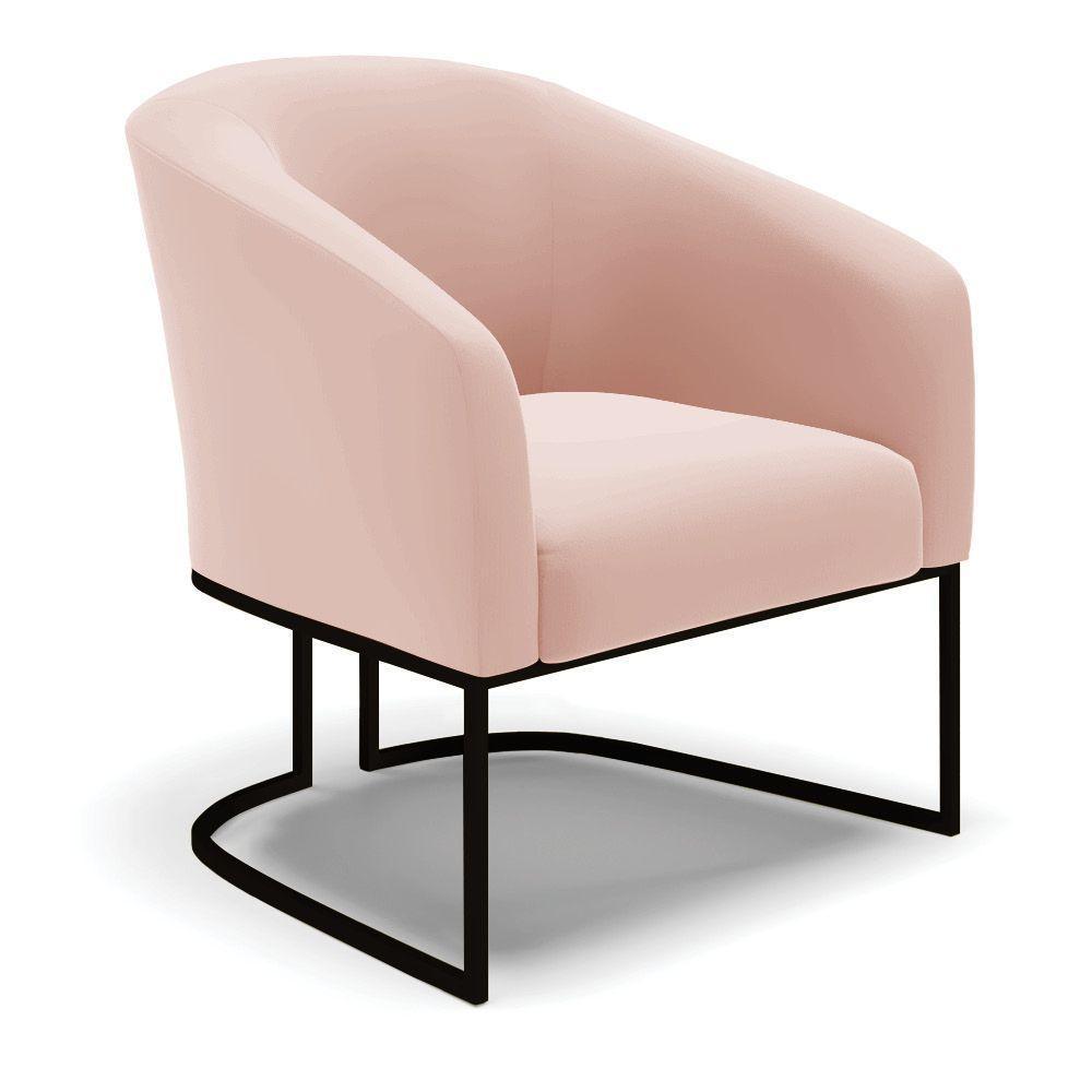 Poltrona Stella Veludo Rosê Base Industrial Preto D03 - D'rossi - 2