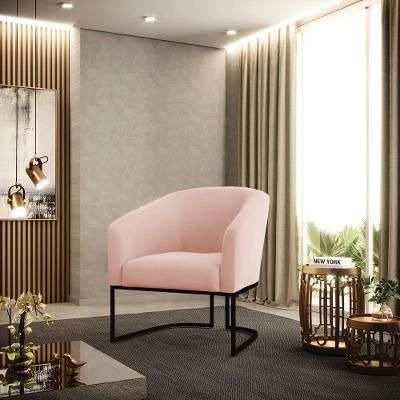 Poltrona Stella Veludo Rosê Base Industrial Preto D03 - D'rossi