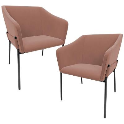 Kit 2 Cadeiras Para Sala De Jantar Estar Living Olívia L02 Suede Rosê - Lyam Decor