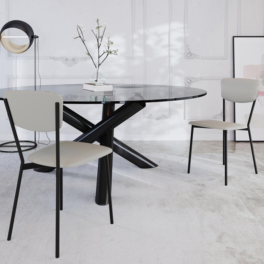 Kit 05 Cadeira Para Sala De Jantar Village Preto C01 Courino Off White - Lyam Decor - 2