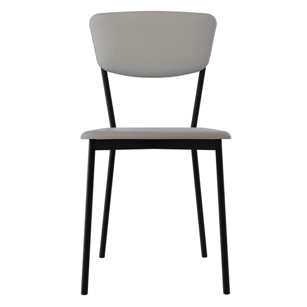 Kit 05 Cadeira Para Sala De Jantar Village Preto C01 Courino Off White - Lyam Decor - 3