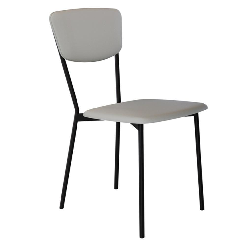 Kit 05 Cadeira Para Sala De Jantar Village Preto C01 Courino Off White - Lyam Decor - 6