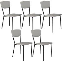 Kit 05 Cadeira Para Sala De Jantar Village Preto C01 Courino Off White - Lyam Decor - 1