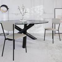 Kit 05 Cadeira Para Sala De Jantar Village Preto C01 Courino Off White - Lyam Decor - 2