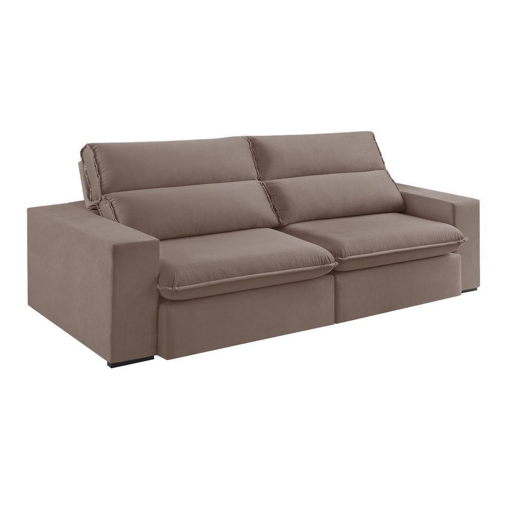 Sofá Retrátil E Reclinável Bee 2,90 M Veludo Cor Marrom Claro 2139 Usb Sem Kit Usb - 3