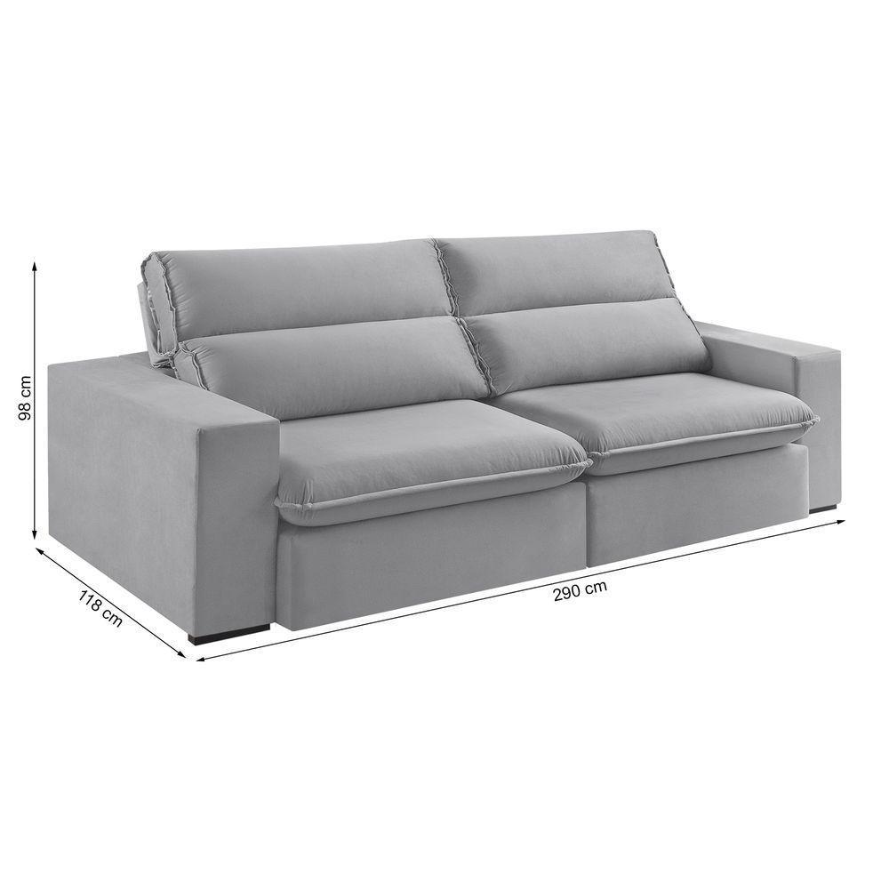 Sofá Retrátil E Reclinável Bee 2,90 M Veludo Cor Marrom Claro 2139 Usb Sem Kit Usb - 7