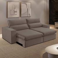 Sofá Retrátil E Reclinável Bee 2,90 M Veludo Cor Marrom Claro 2139 Usb Sem Kit Usb - 1