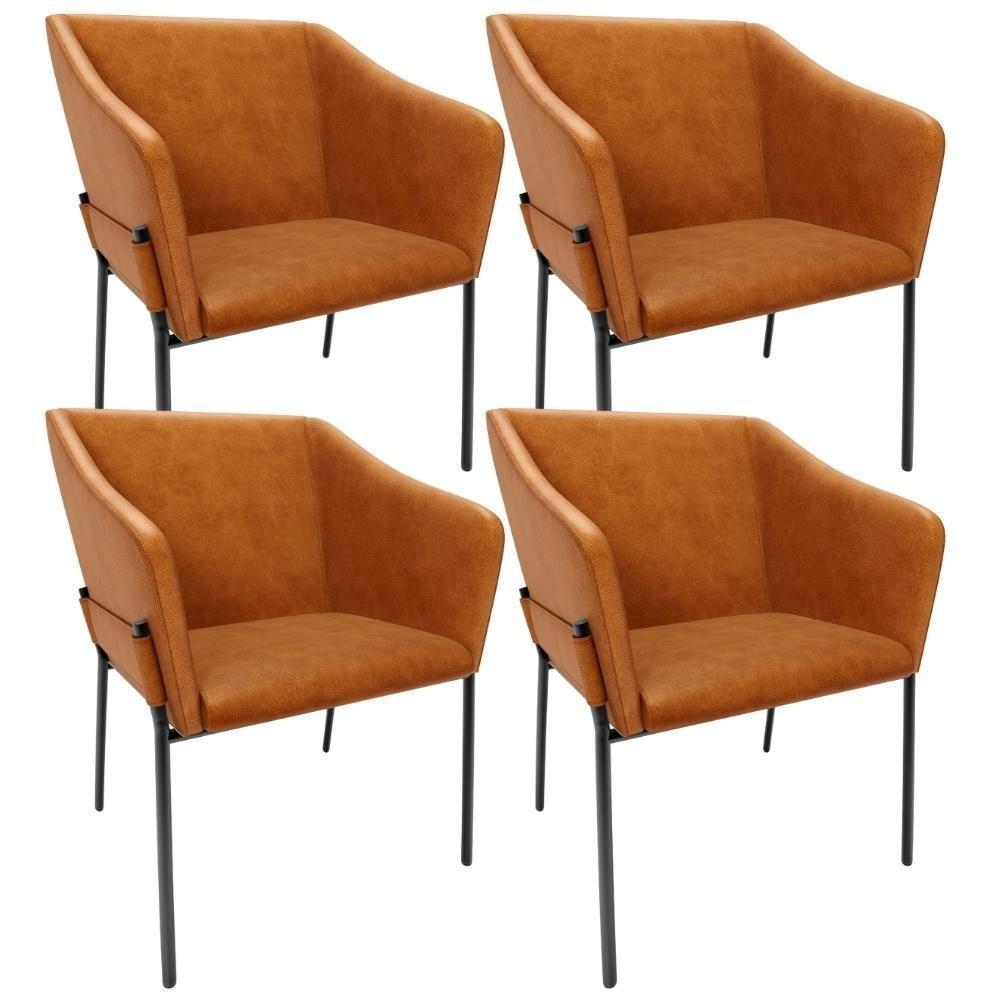 Kit 4 Cadeiras Para Sala De Jantar Estar Living Olívia L02 Couríssimo Canela - Lyam Decor - 1