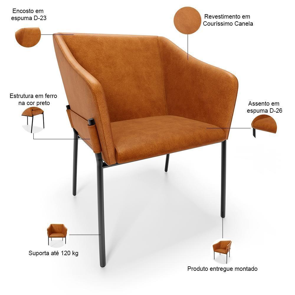 Kit 4 Cadeiras Para Sala De Jantar Estar Living Olívia L02 Couríssimo Canela - Lyam Decor - 6