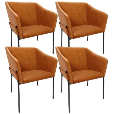 Kit 4 Cadeiras Para Sala De Jantar Estar Living Olívia L02 Couríssimo Canela - Lyam Decor