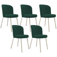 Kit 05 Cadeiras Para Sala De Jantar Cozinha Estofada Gavi Arena L02 Suede Verde Musgo - Lyam Decor - 1