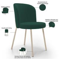 Kit 05 Cadeiras Para Sala De Jantar Cozinha Estofada Gavi Arena L02 Suede Verde Musgo - Lyam Decor