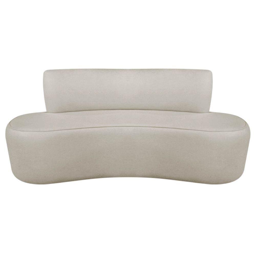 Kit Recamier Curvo Amsterdã 120cm E Poltrona Amore Luxo Linho Cor Bege - 7