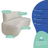 Kit Recamier Curvo Amsterdã 120cm E Poltrona Amore Luxo Linho Cor Bege - 3