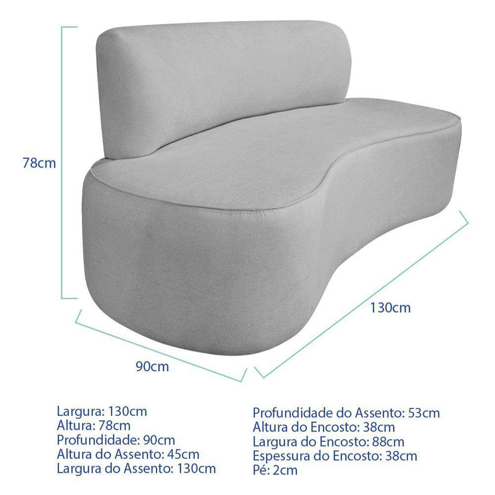 Kit Recamier Curvo Amsterdã 130cm E Poltrona Amore Luxo Linho Cor Cinza Claro - 3