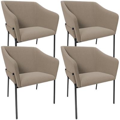 Kit 4 Cadeiras Para Sala De Jantar Estar Living Olívia L02 Bouclê Bege - Lyam Decor