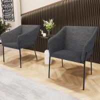 Kit 3 Cadeiras Para Sala De Jantar Estar Living Olívia L02 Linho Cinza Escuro - Lyam Decor - 3