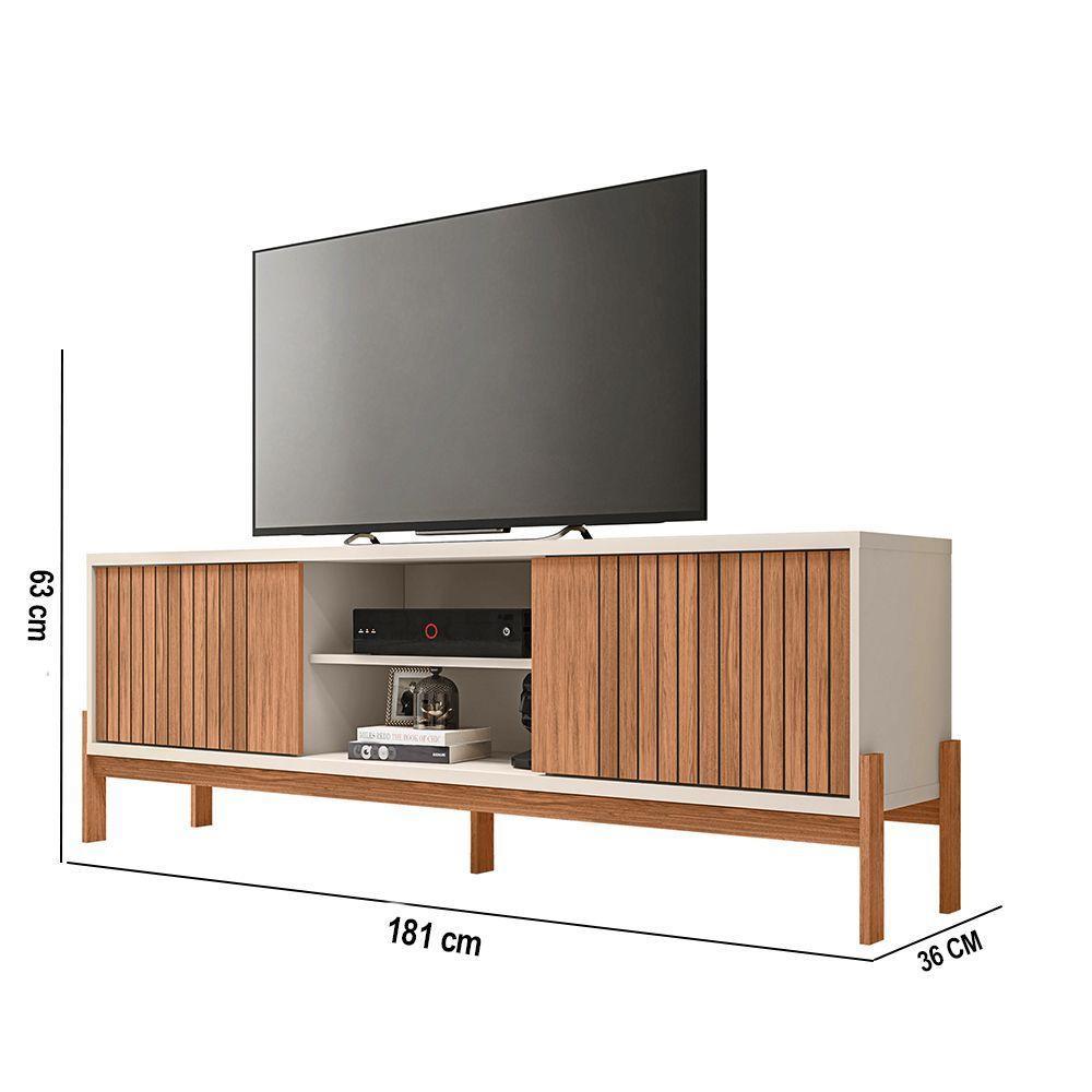 Rack Tv 72 Pol 180cm Bancada Ripado Para Sala Kellem Freijó-off White C01 - D'rossi - 3
