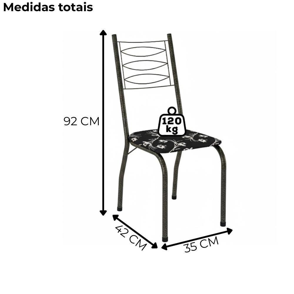 Kit 2 Cadeiras Tubular America 062 Cromo Preto Assento Artef Preto Flor - 3