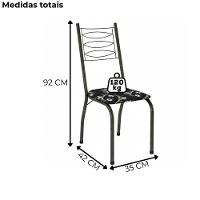 Kit 2 Cadeiras Tubular America 062 Cromo Preto Assento Artef Preto Flor - 3