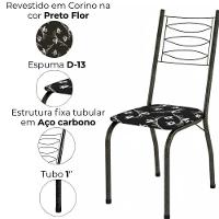 Kit 2 Cadeiras Tubular America 062 Cromo Preto Assento Artef Preto Flor - 5
