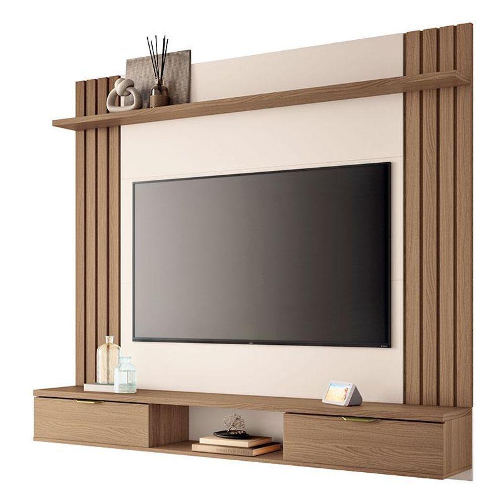 Painel Para Tv Suspenso Solus E Aparador Vivant Castanho Off White - Hb Móveis - 2