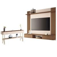 Painel Para Tv Suspenso Solus E Aparador Vivant Castanho Off White - Hb Móveis - 1