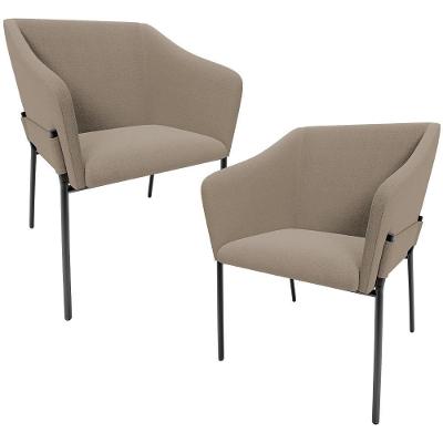 Kit 2 Cadeiras Para Sala De Jantar Estar Living Olívia L02 Bouclê Bege - Lyam Decor