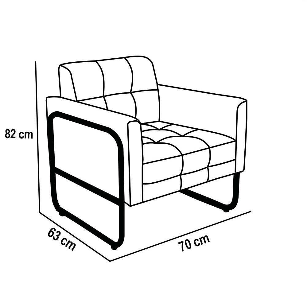 Poltrona Sala Industrial Alta Tubo Preto Elisa Linho Cinza D03 - D'rossi - 4