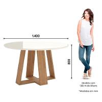 Mesa De Jantar Lins 140 Cm Ambiente Redonda Com Vidro Nature Off White - Henn - 2