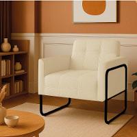 Poltrona Sala Industrial Alta Tubo Preto Elisa Bouclê Bege D03 - D'rossi - 1