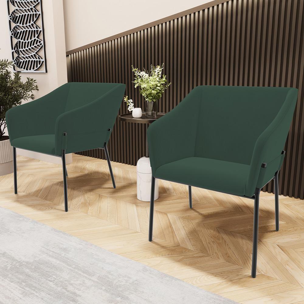 Kit 4 Cadeiras Para Sala De Jantar Estar Living Olívia L02 Suede Verde - Lyam Decor - 4
