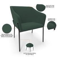 Kit 4 Cadeiras Para Sala De Jantar Estar Living Olívia L02 Suede Verde - Lyam Decor - 3